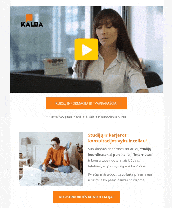 Przykład wideo e-mail marketing: KALBA