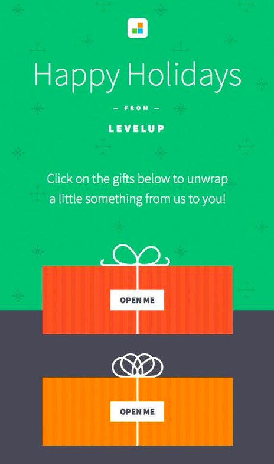 Ejemplo de newsletter de navidad de Levelup