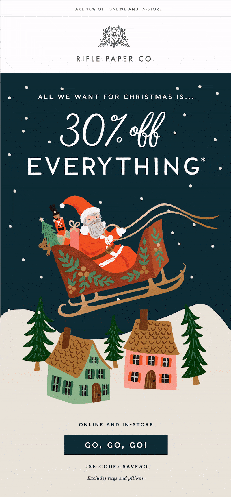 christmas discount email example from Rifle Paper Co.