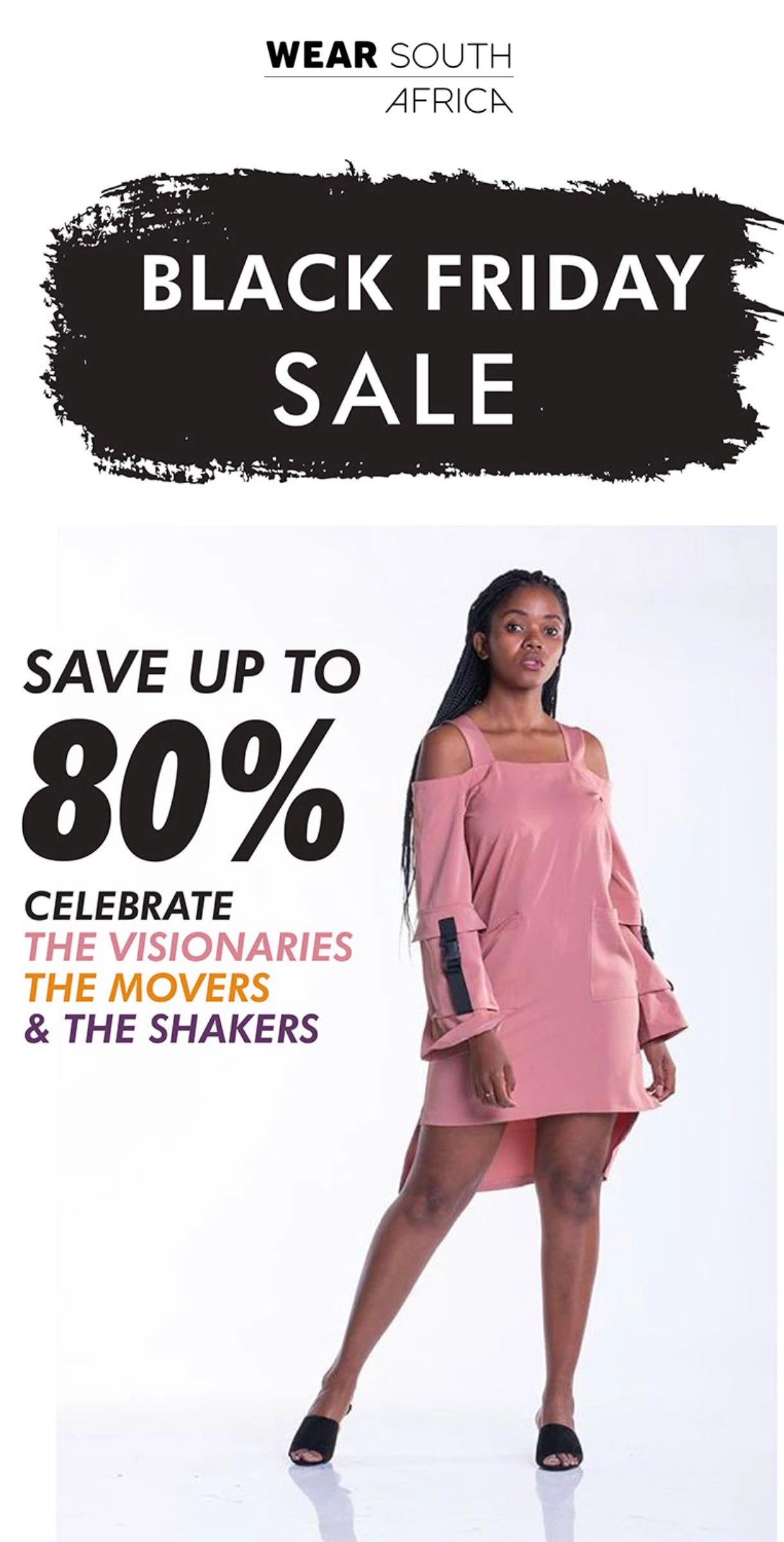 Ejemplo de correo promocional de Black Friday para e-commerce de Wear South Africa Black Friday