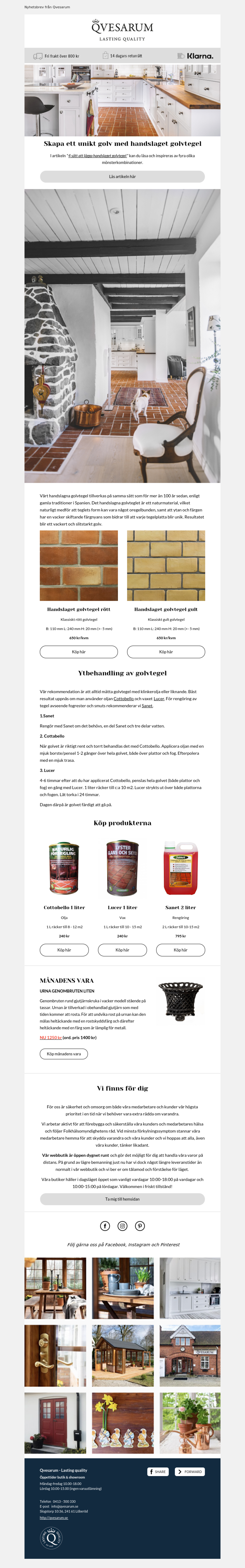 Qvesarum Lasting quality - e-commerce przykład - Stworzony przy użyciu MailerLite