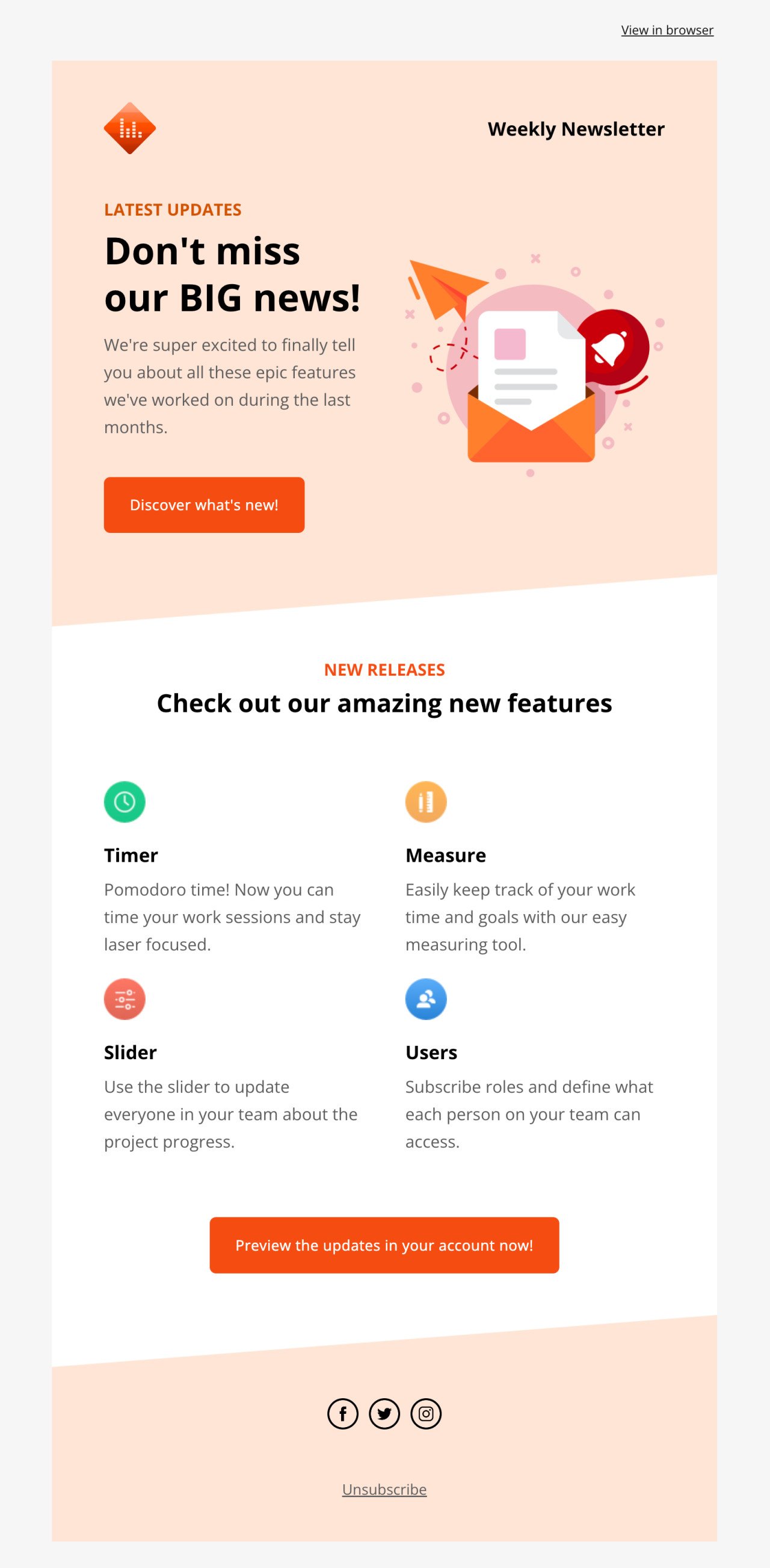 Product updates template - Made by MailerLite