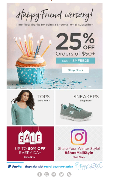 ShoeMall newsletter example - sharing user generated content