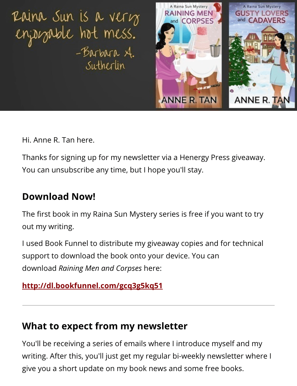 Anne R. Tan Email Newsletter Example