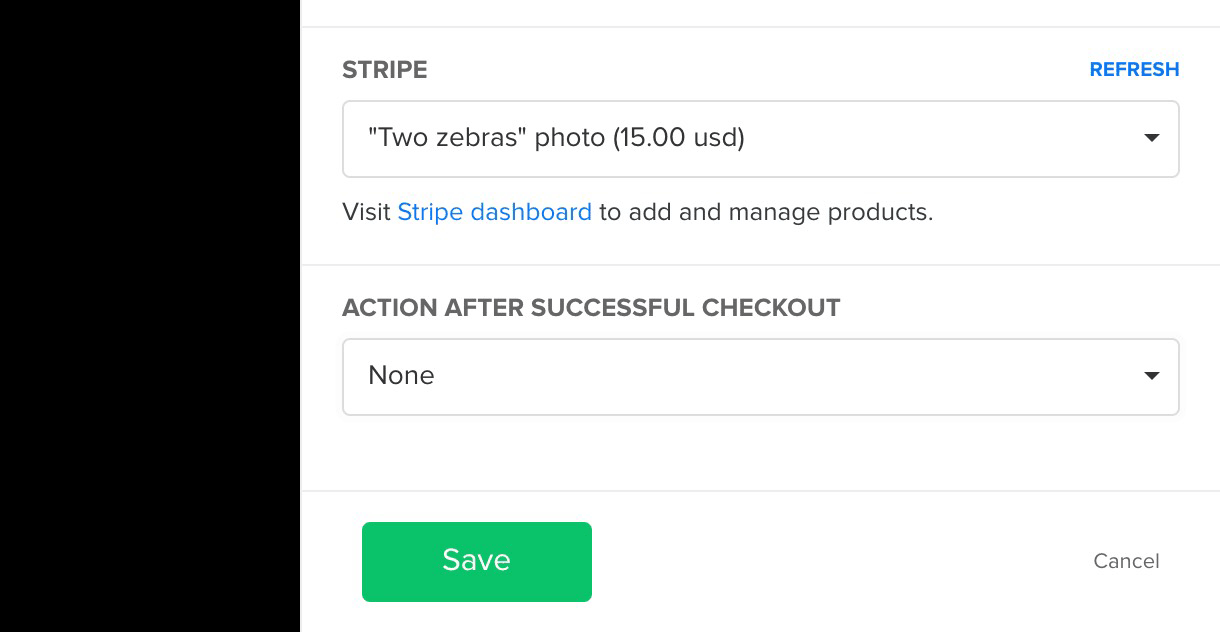 action after purchase set up