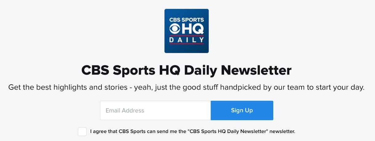 CBS Sports signup form example