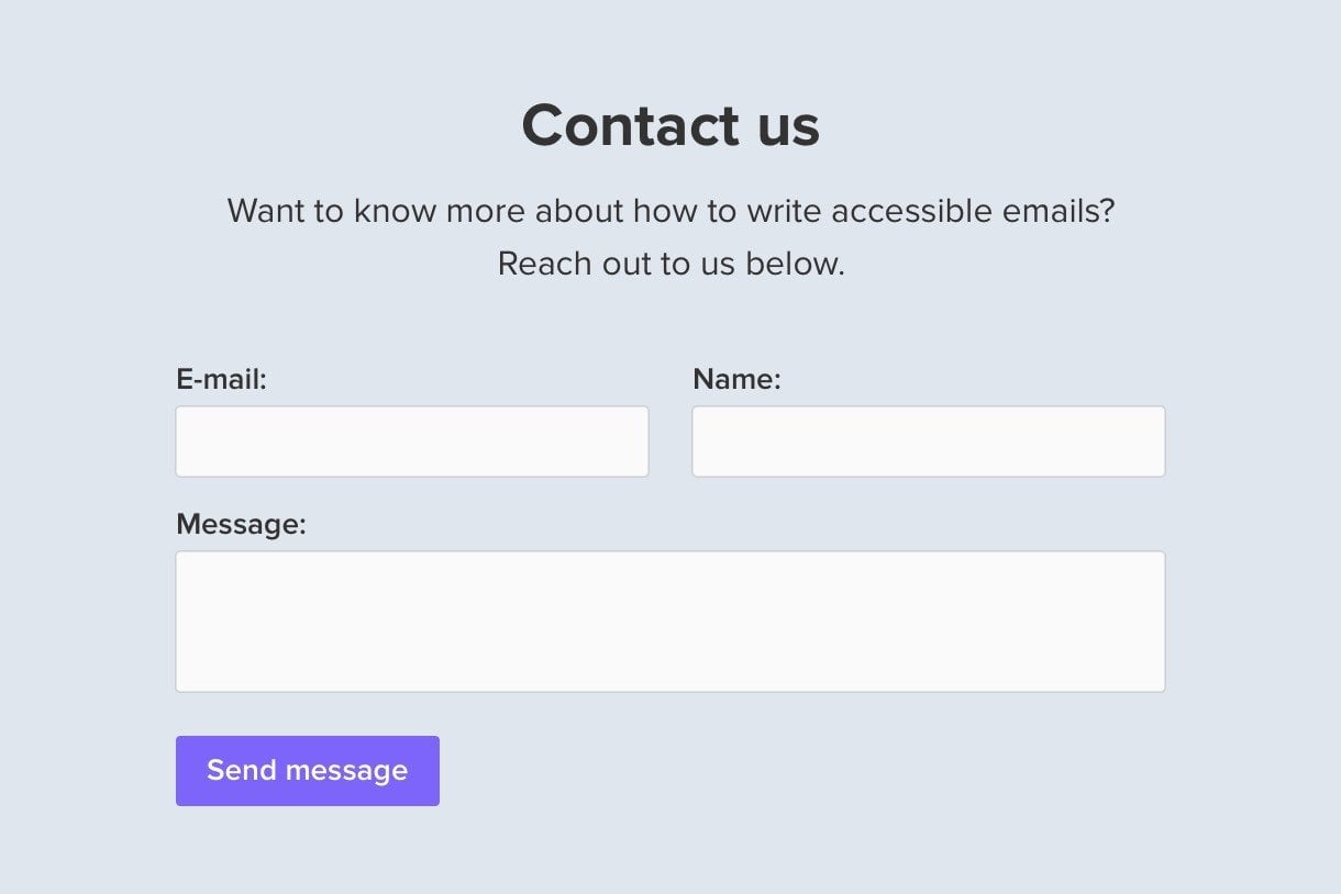 Input form example contact us - MailerLite