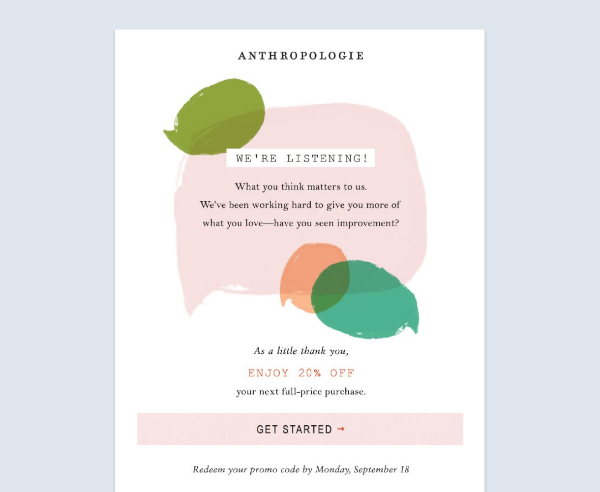 Anthropologie feedback loop example light pink pastel colors button background