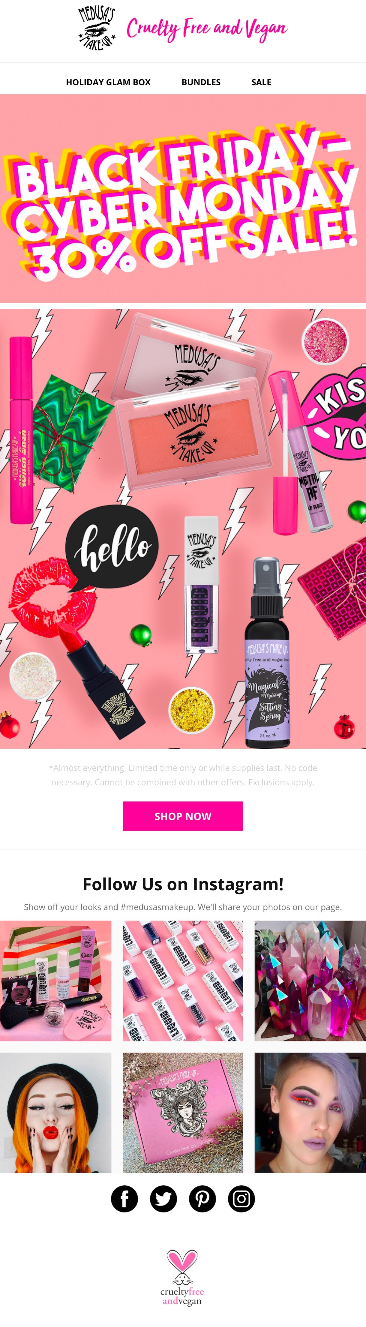 Medusa's Makeup Black Friday email example colorful pink