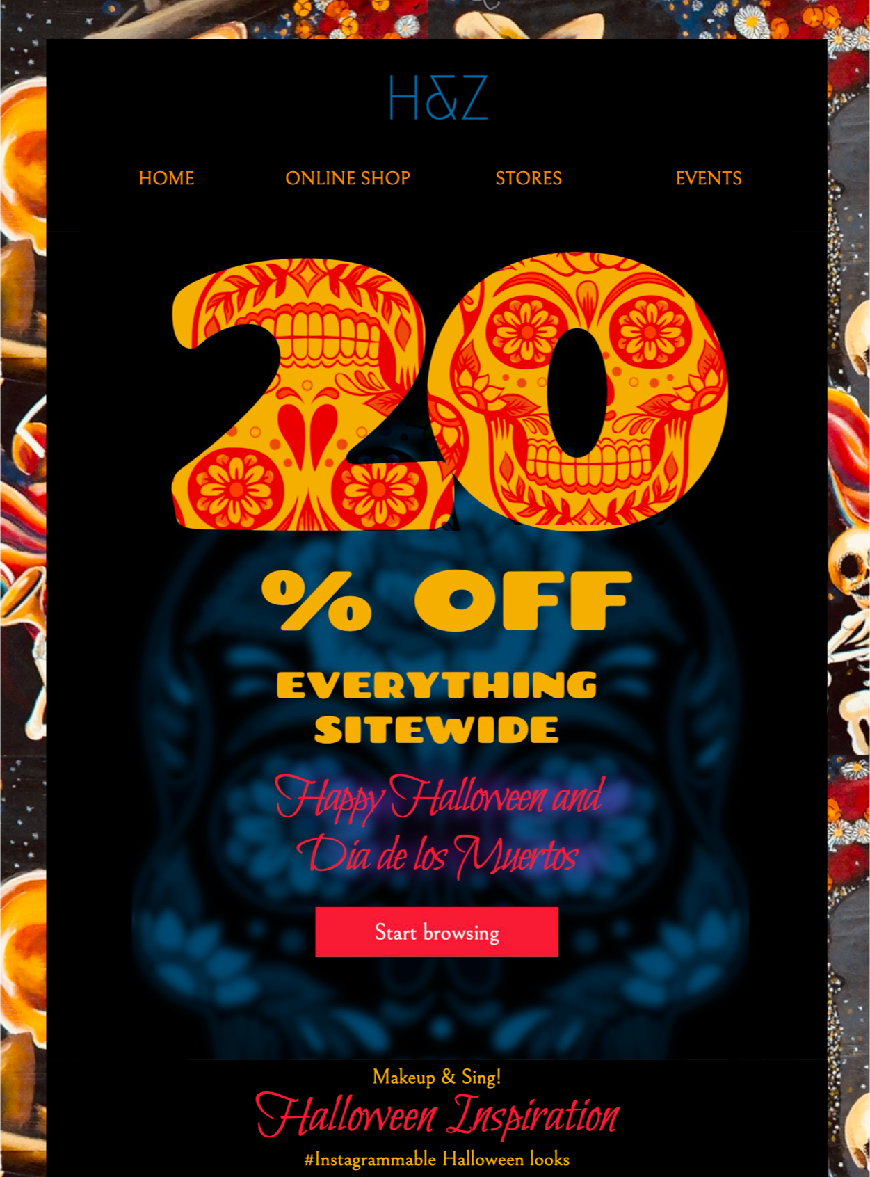 Day of the Dead email template from Mail Designer 365