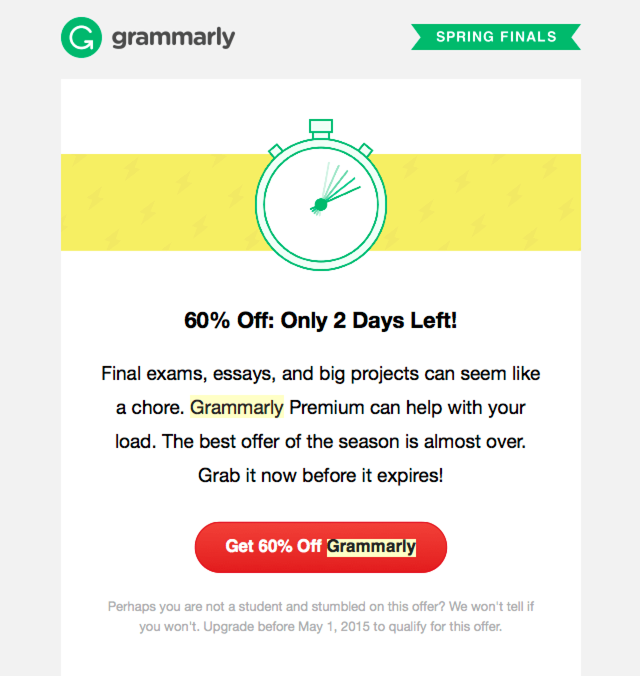 abandoned cart email example grammarly