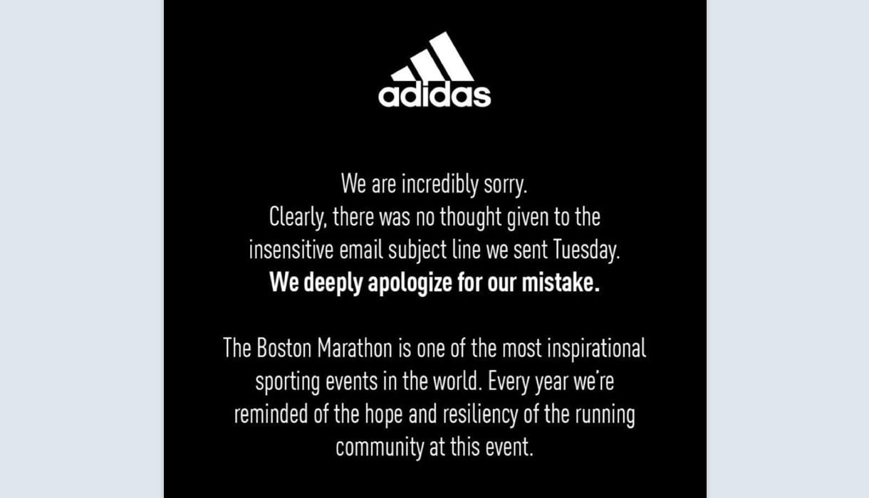 email marketing mistakes - adidas apology example