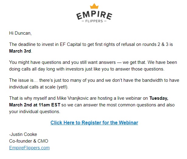 Launch reminder email example