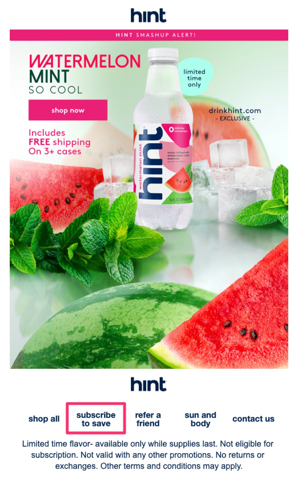 hint water email subscriber community invitation