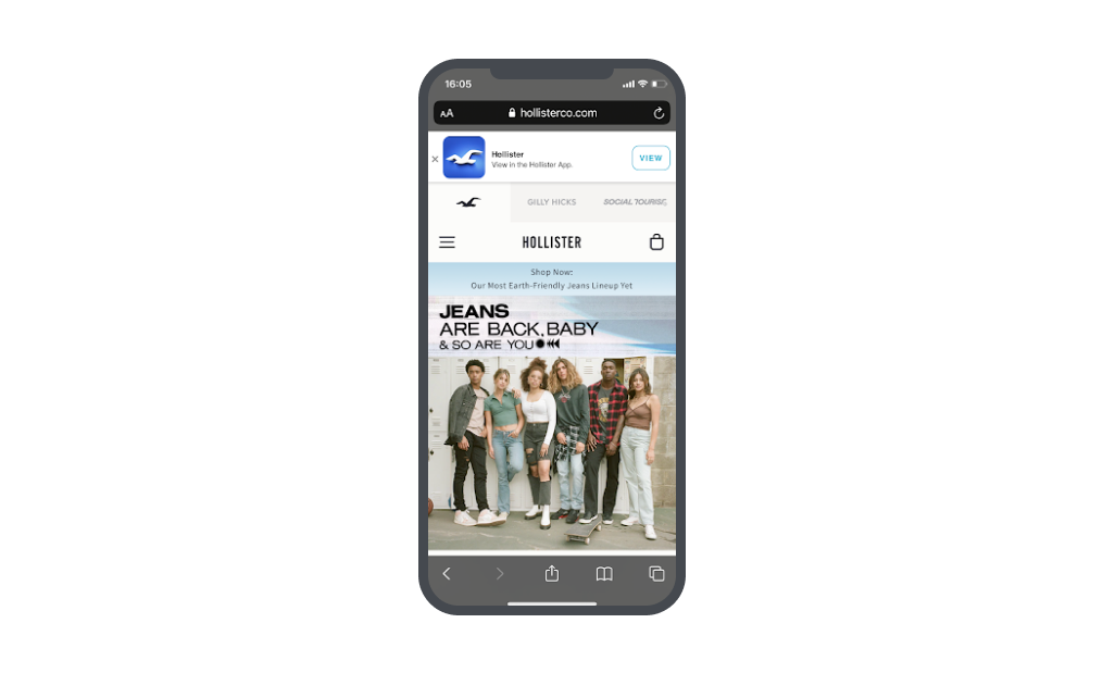 hollister floating mobile popup with app download