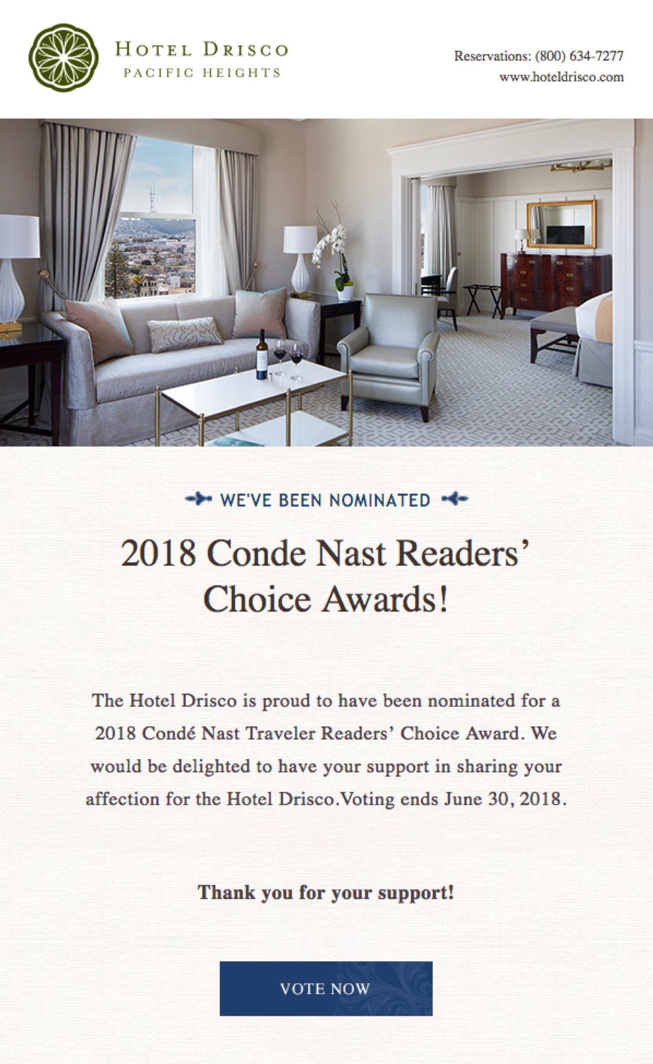 Hotel Drisco newsletter example