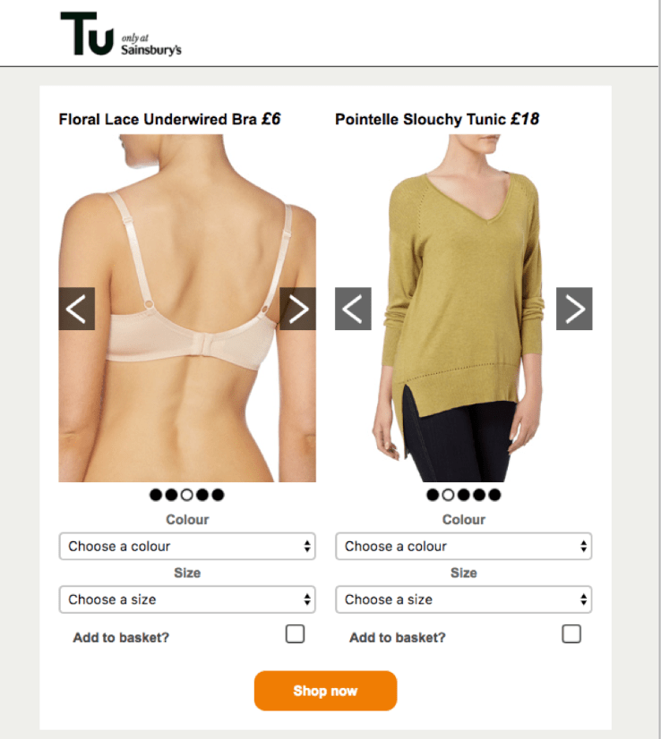 e-commerce product preview interactive email example