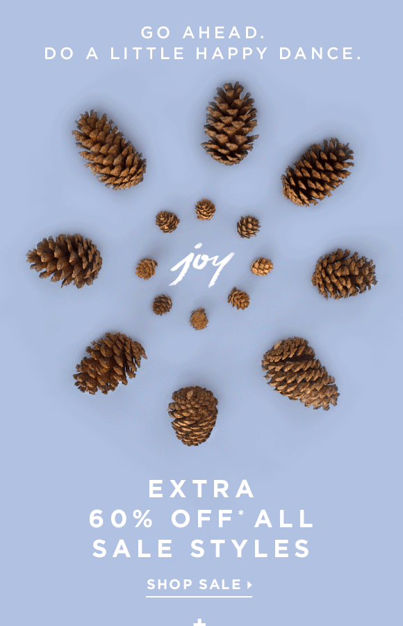 Joy Christmas newsletter example animated pine cones blue background