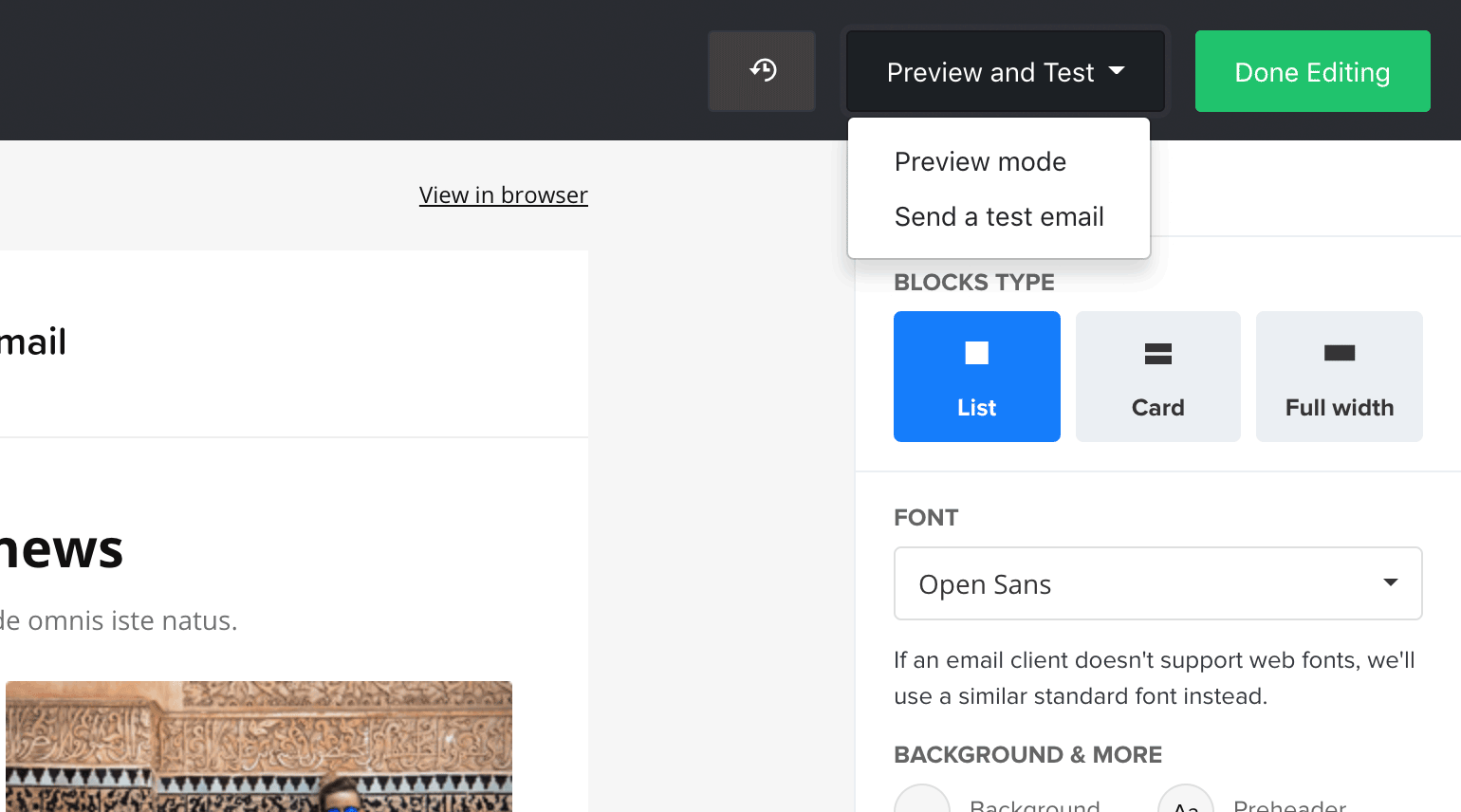 New Drag & Drop Editor email testing