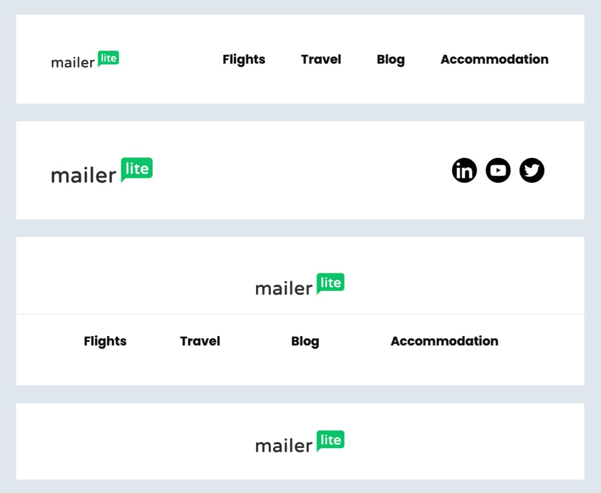 Examples mailerlite email header design element