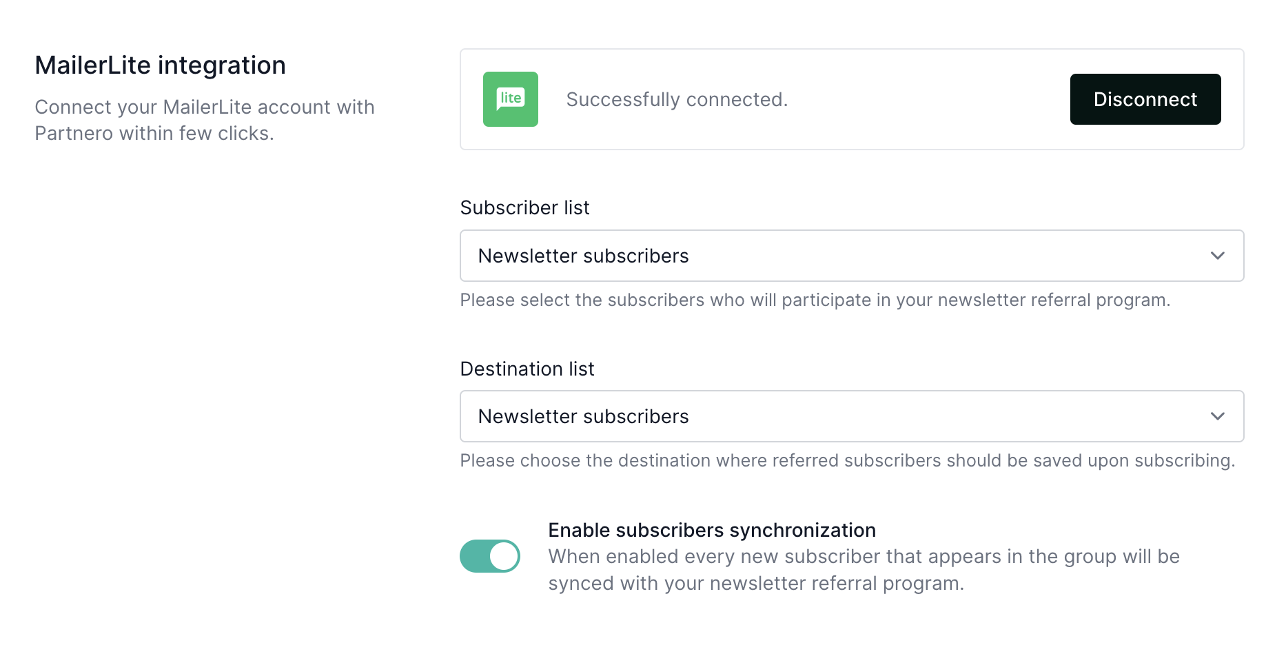 Partnero screenshot asking users to create their referral rewards