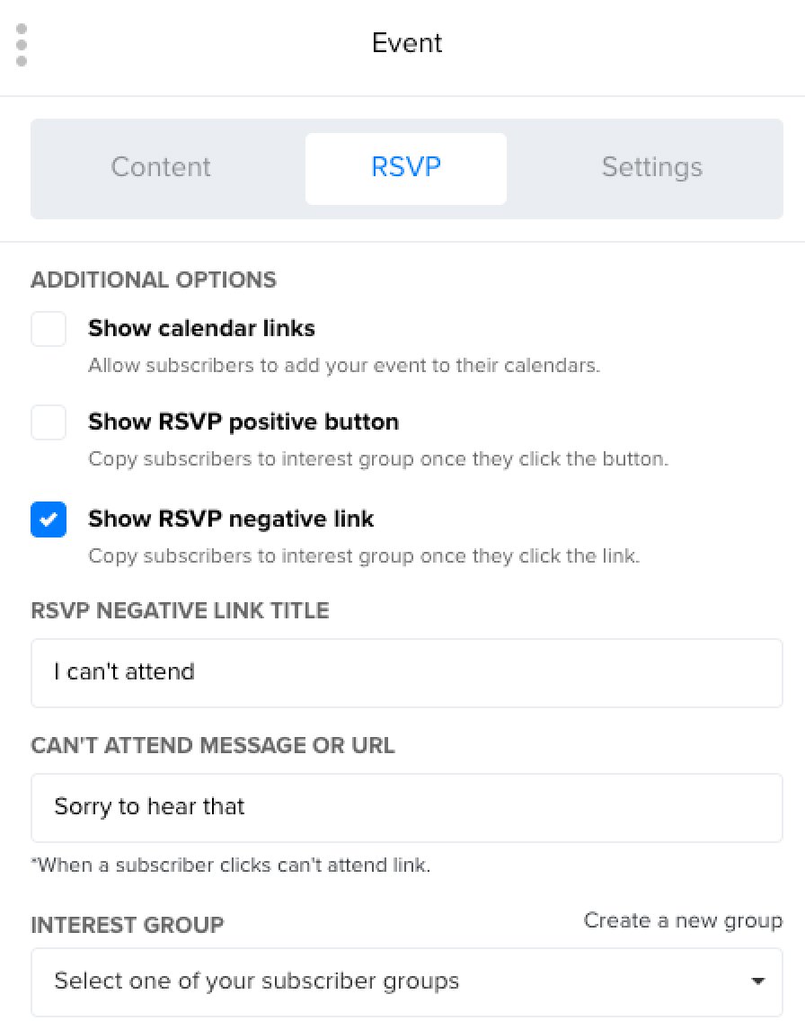 RSVP negative button in MailerLite