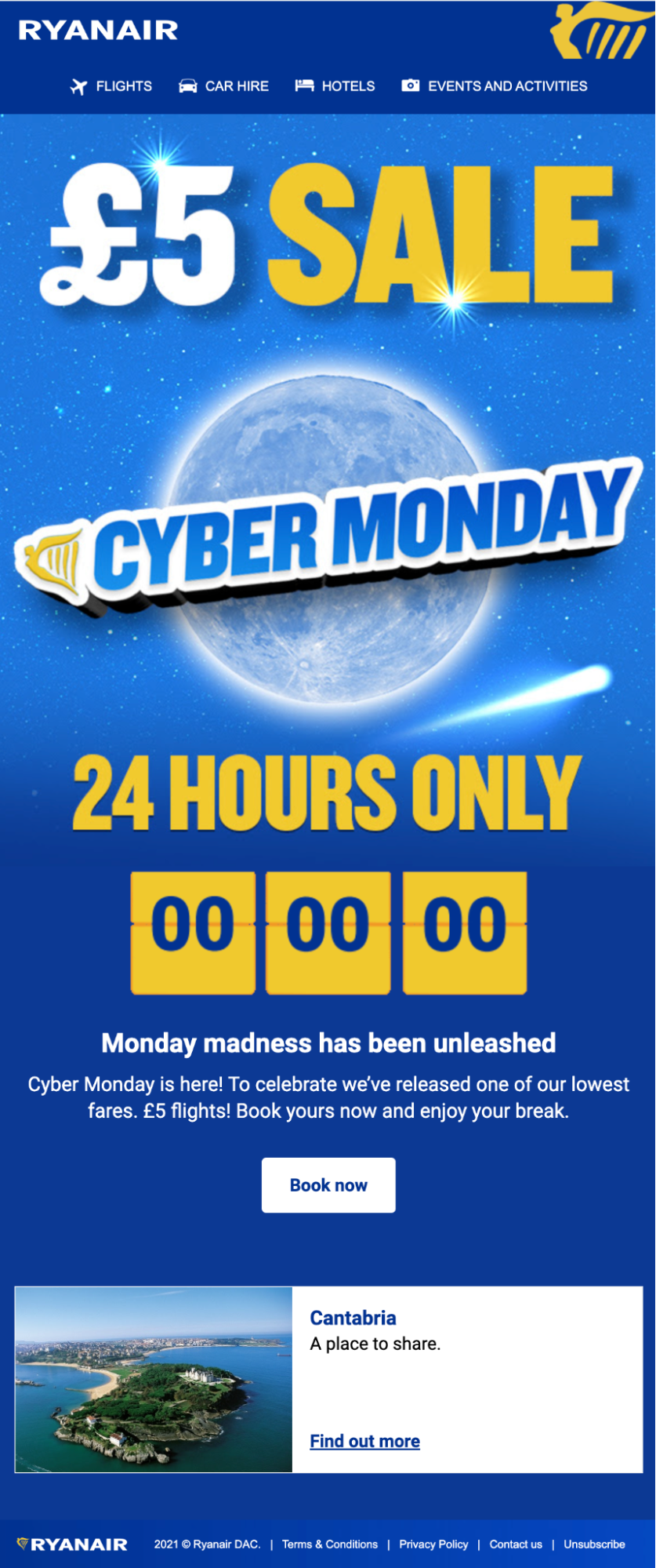 Ryan Air Cyber Monday email
