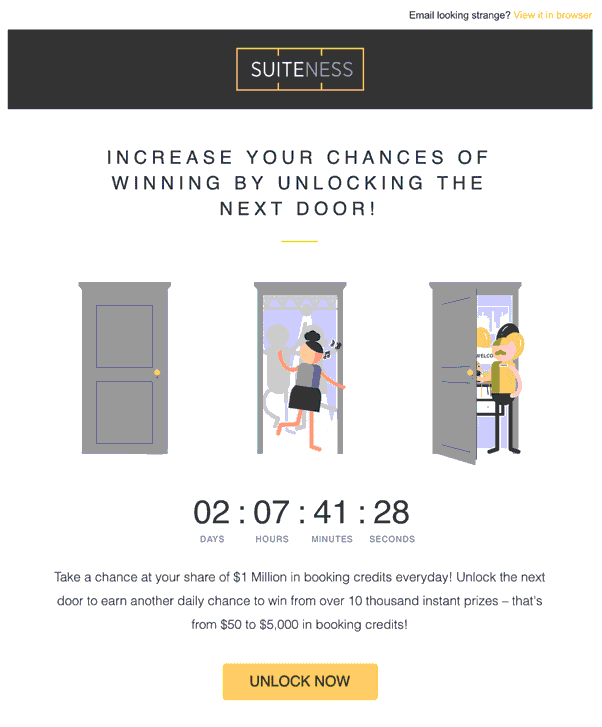 Suiteness email contest countdown timer email example