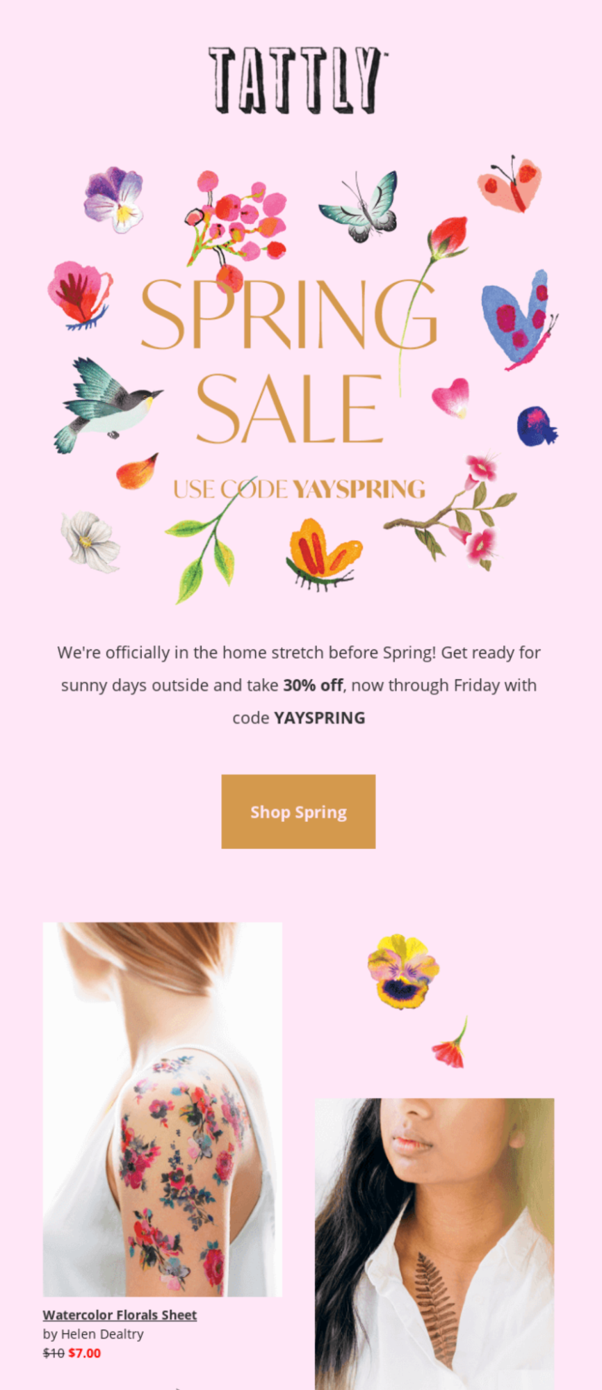 Spring sale newsletter from Tattly