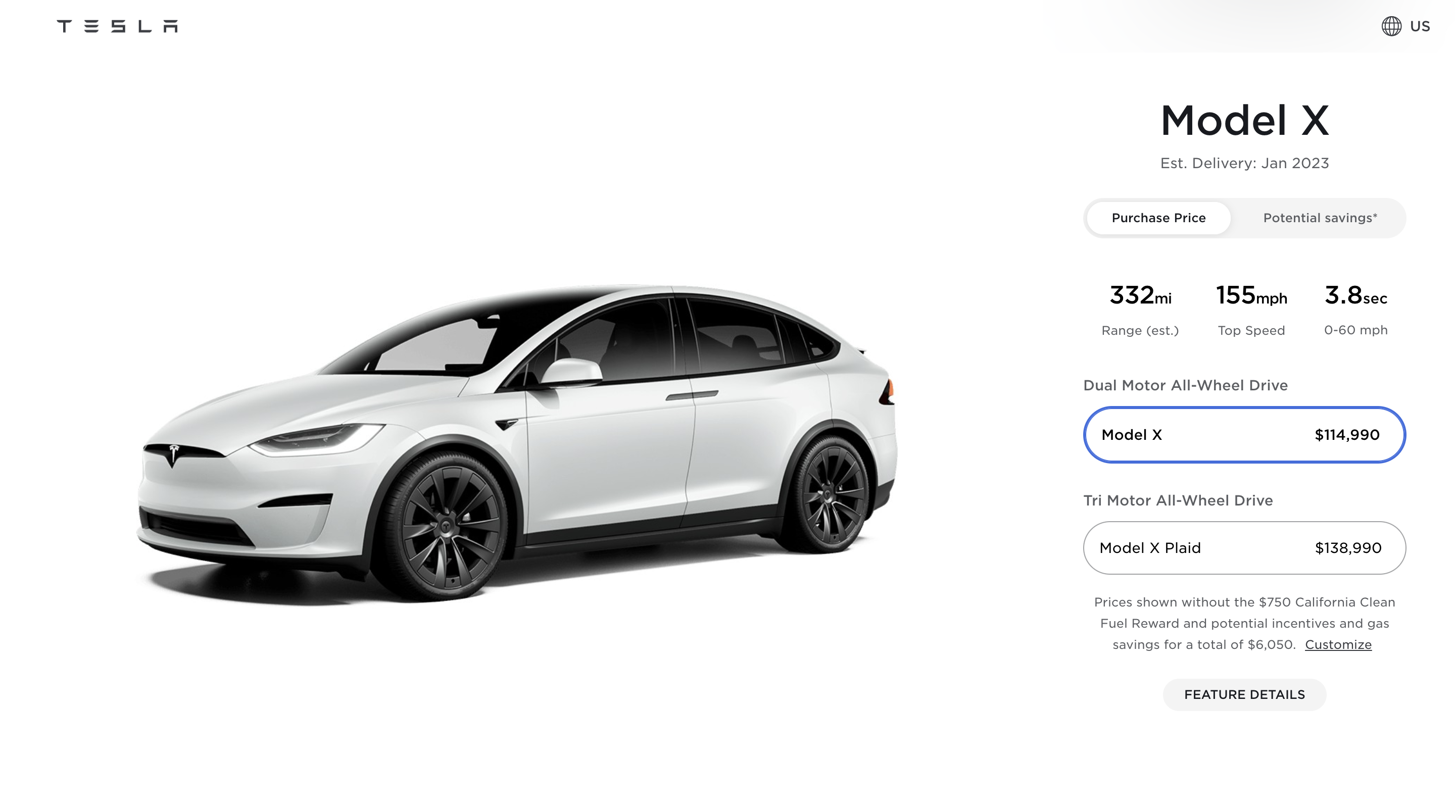 Upsell example from Tesla