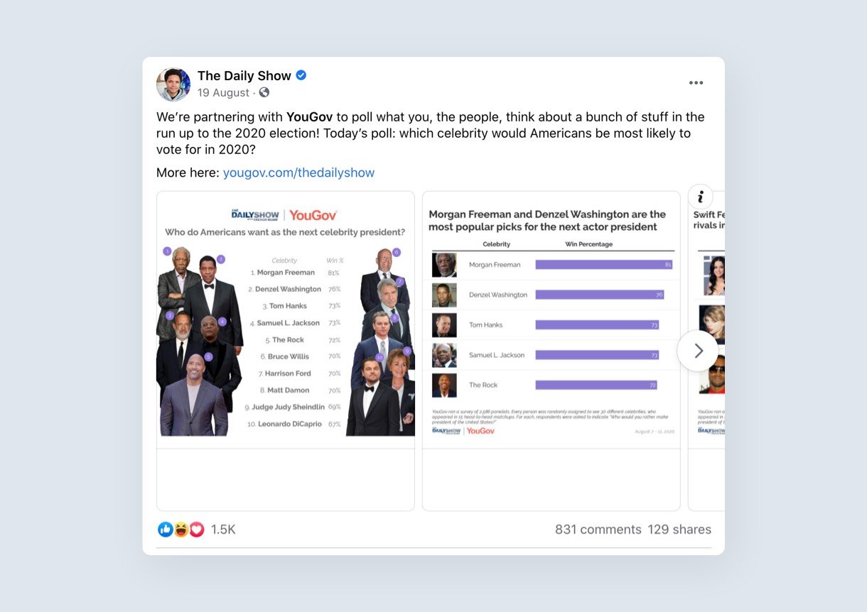 the daily show facebook promotional post