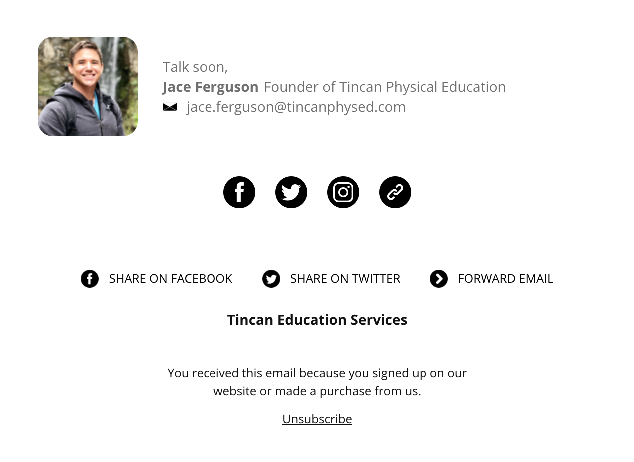 education email signature example with social icons and headshot