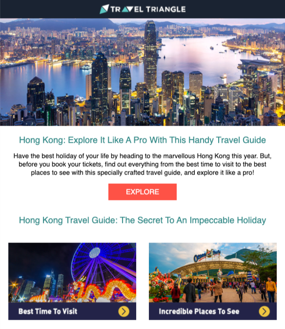 Travel Triangle newsletter example