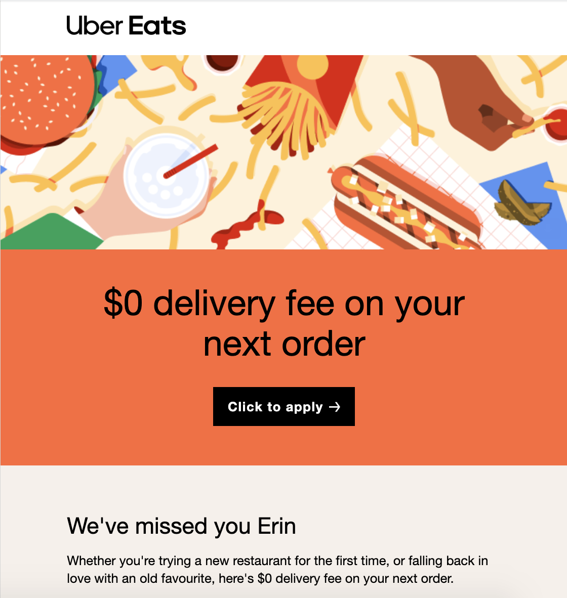 Uber Eats personalization example