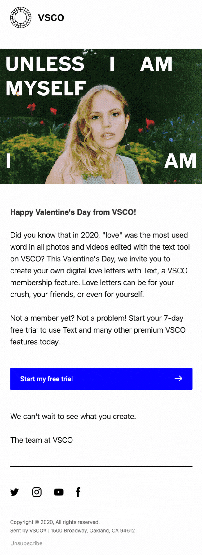 VSCO Valentine's Day email idea