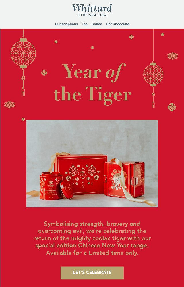 Whittard Chinese New Year email example