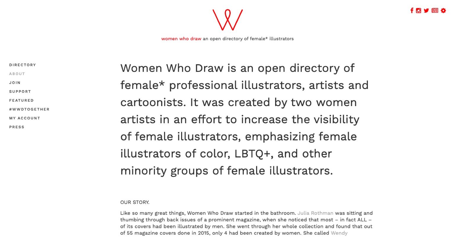 Women Who Draw web design example