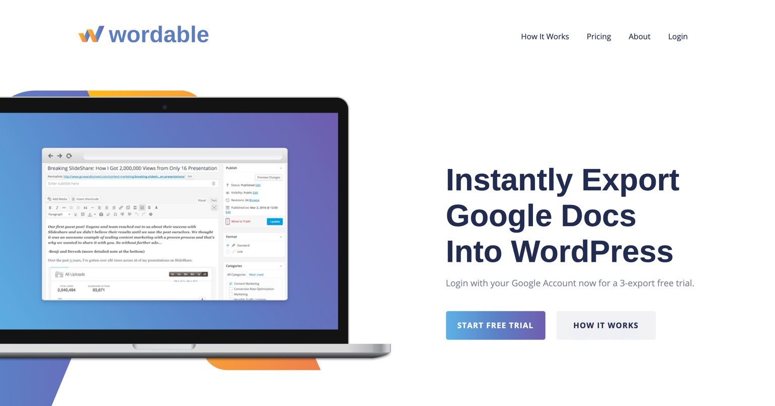 wordable tool landing page