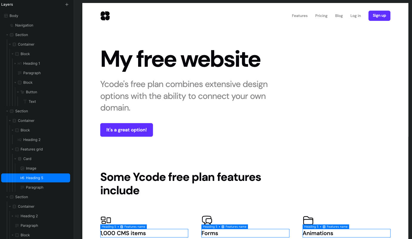 Website build with Ycode