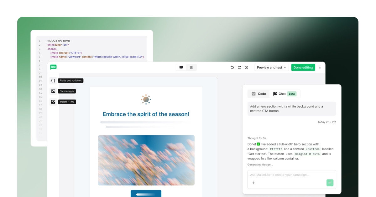 HTML Email Builder | Try it now - MailerLite