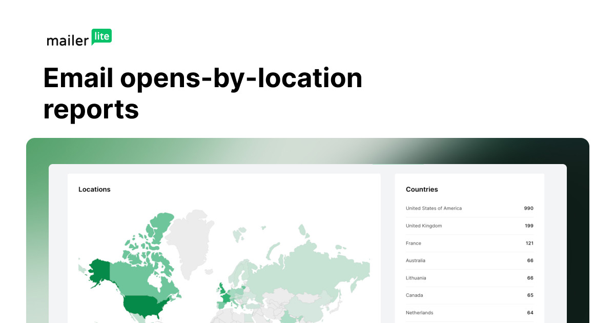 Email Geolocation Report Opens by Location MailerLite