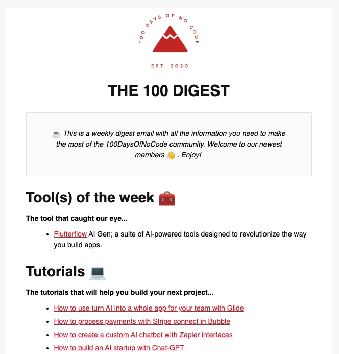100 Digest Newsletter