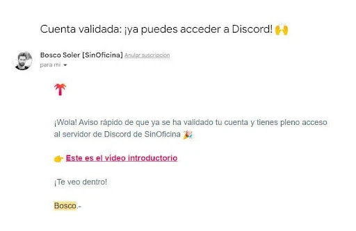 ejemplo de email transaccional de sinoficina.com