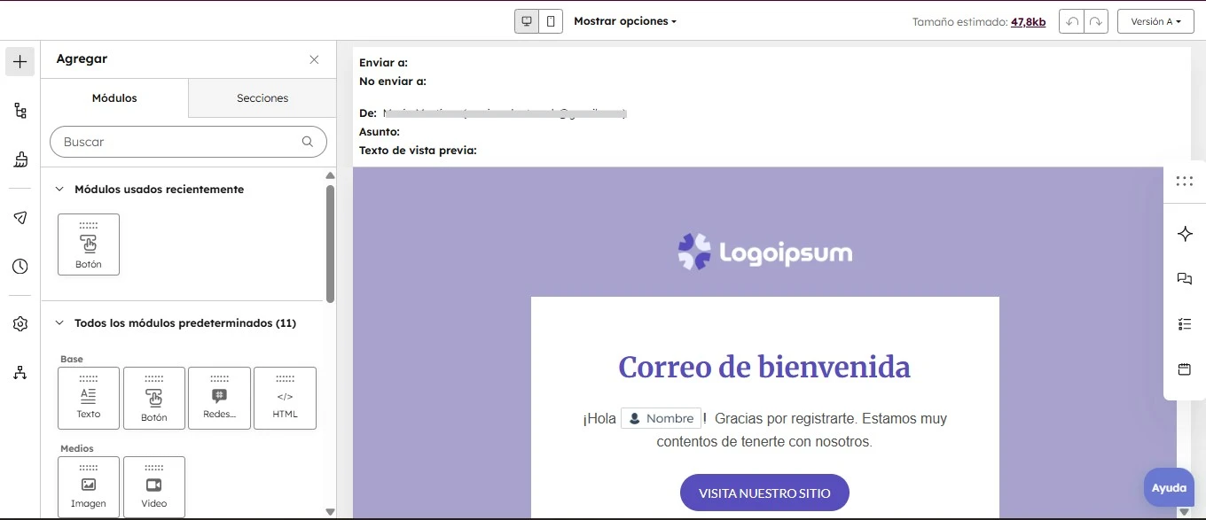 Ejemplo de prueba A de prueba A/B