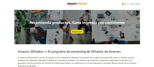 Página del programa de afiliados de amazon
