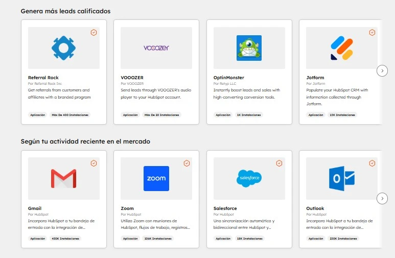 Marketplace de aplicaciones de HubSpot