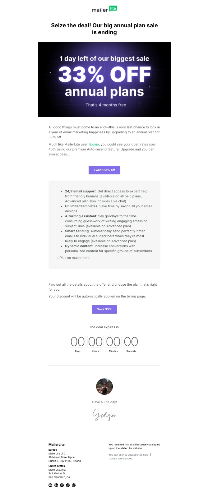 Final push email for BFCM from MailerLite