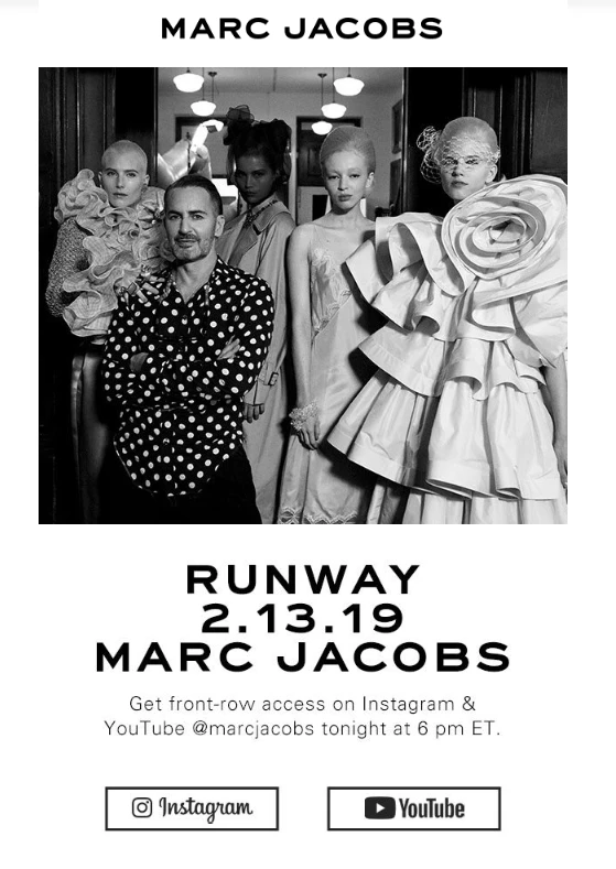 marc jacobs newsletter example - taking behind the scenes