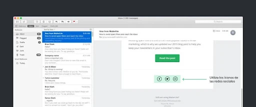 vista de editor de newsletter de arrastrar y soltar de mailerlite
