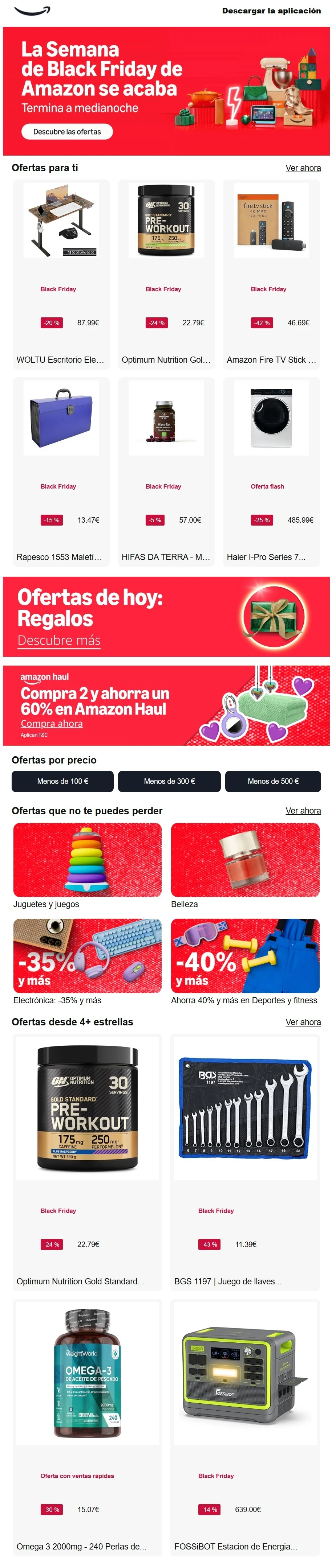 ejemplo de newsletter de BFCM de Amazon